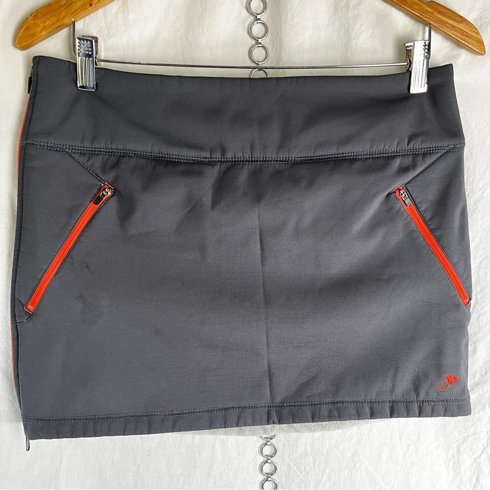 Fishe Allagash Fleece Lined Skirt Soft Shell Women Medium Grey Coral Fishing Zip